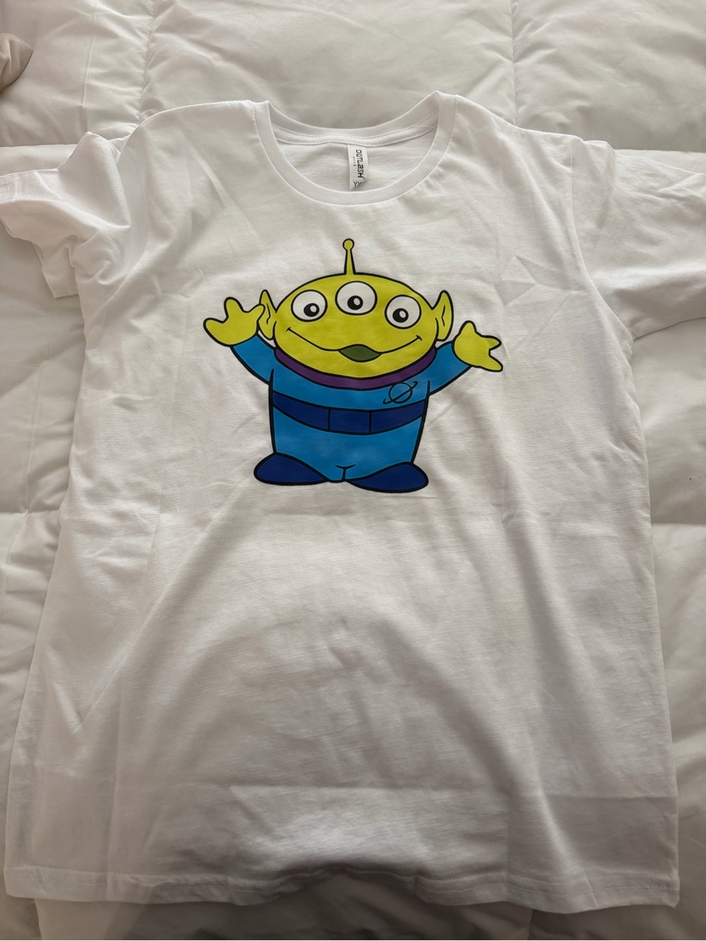 Kids White Tee with Cute Three-Eyed Alien Graphic